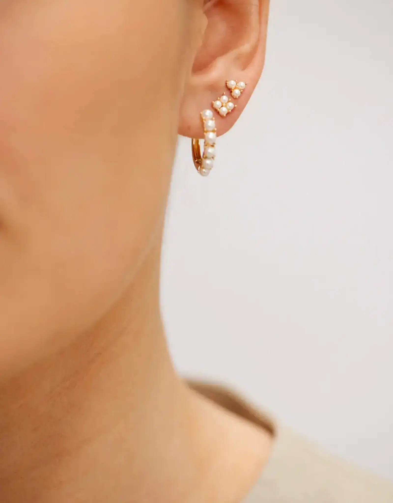 Bobby Rose Square Perla Stud Gold