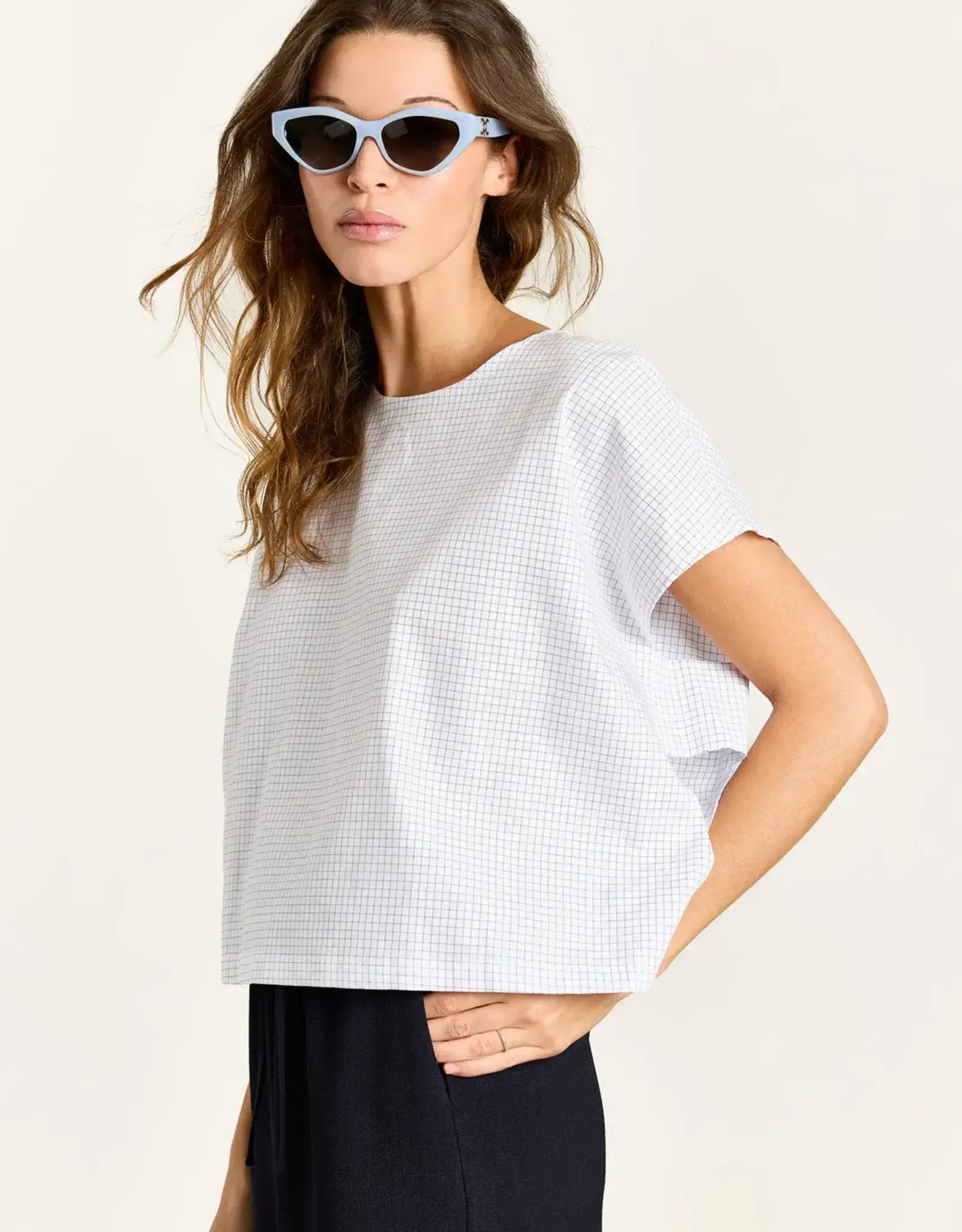 Studio Clique Esmeralda Summer Shirting Blue Check