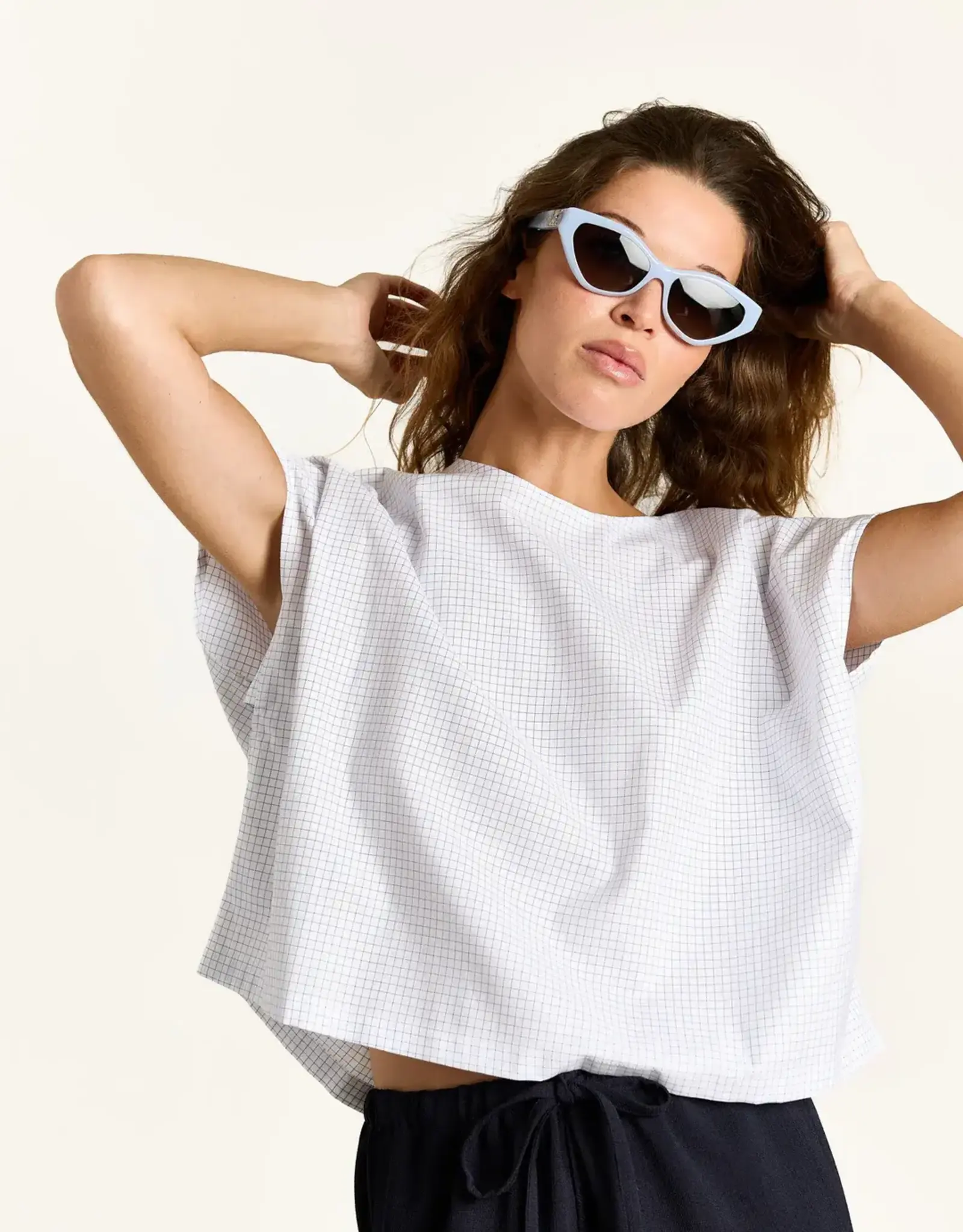 Studio Clique Esmeralda Summer Shirting Blue Check