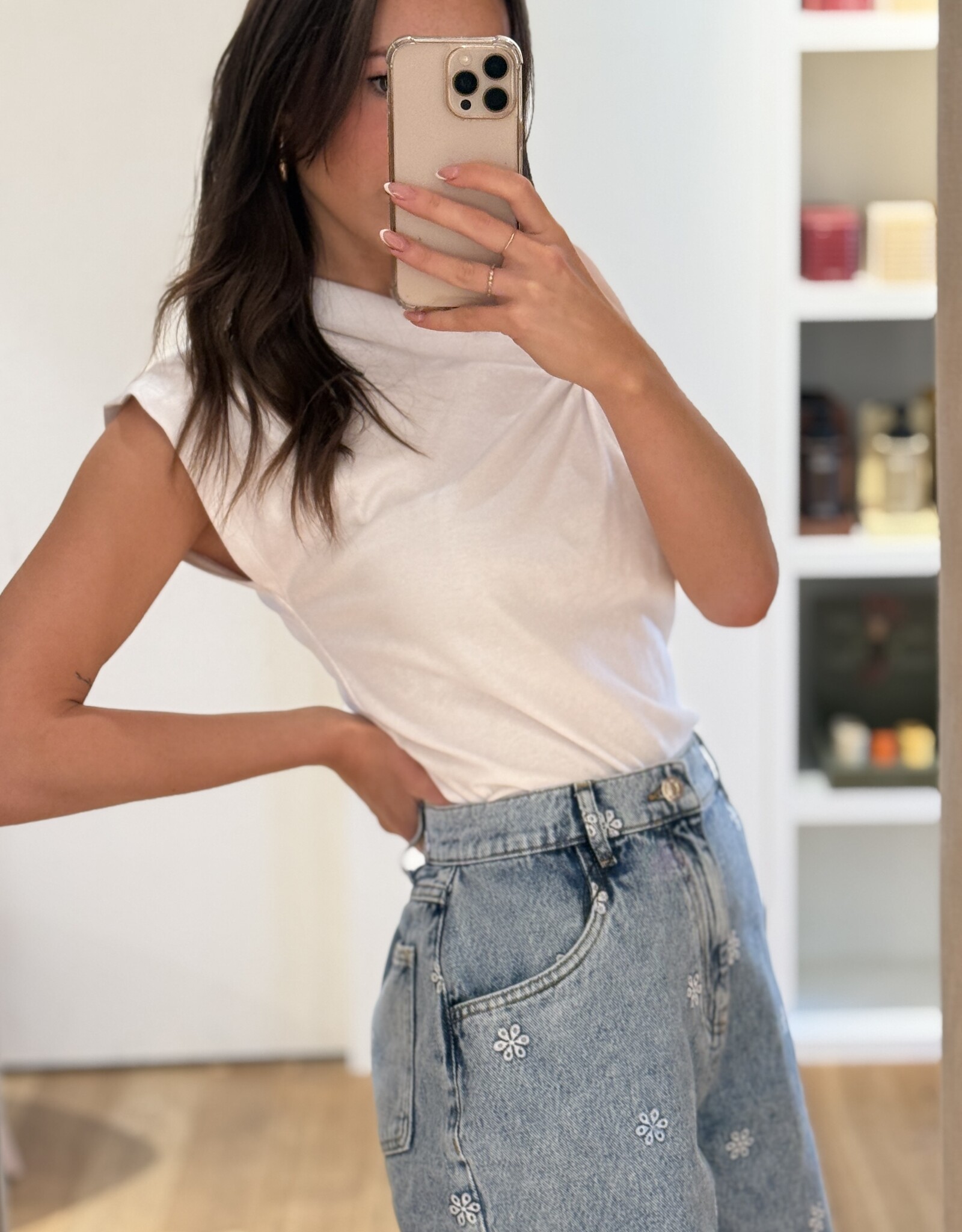 Âme Nanny Shorts Blue Denim Embroidered