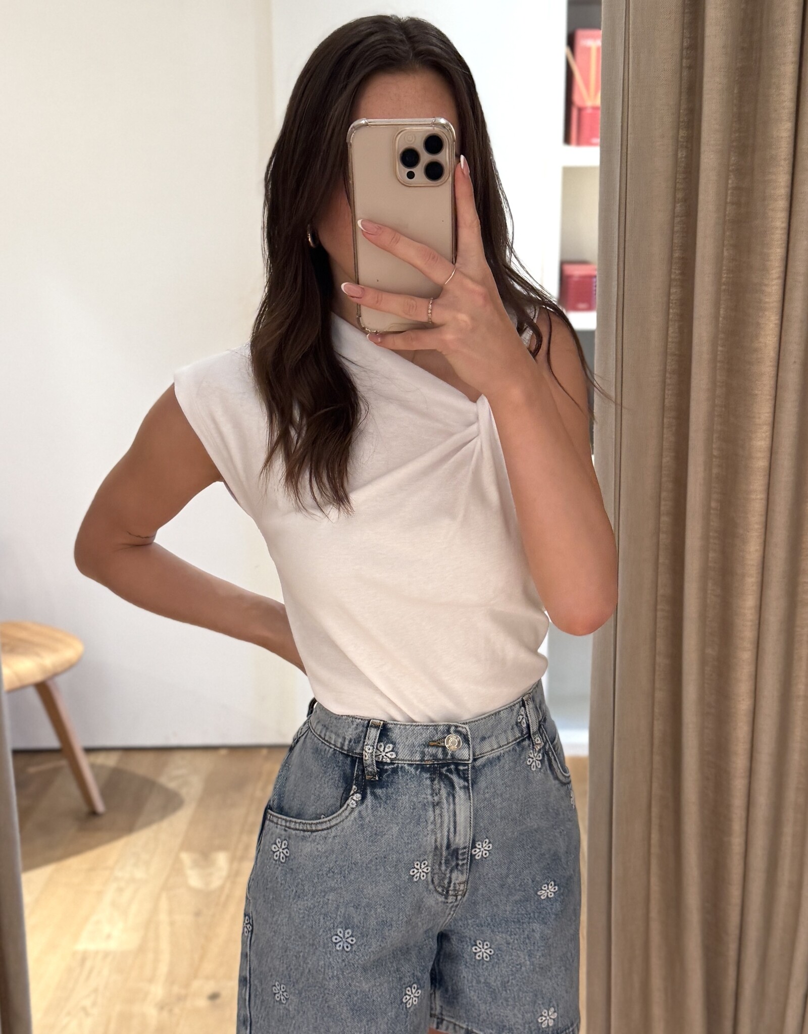 Âme Nanny Shorts Blue Denim Embroidered