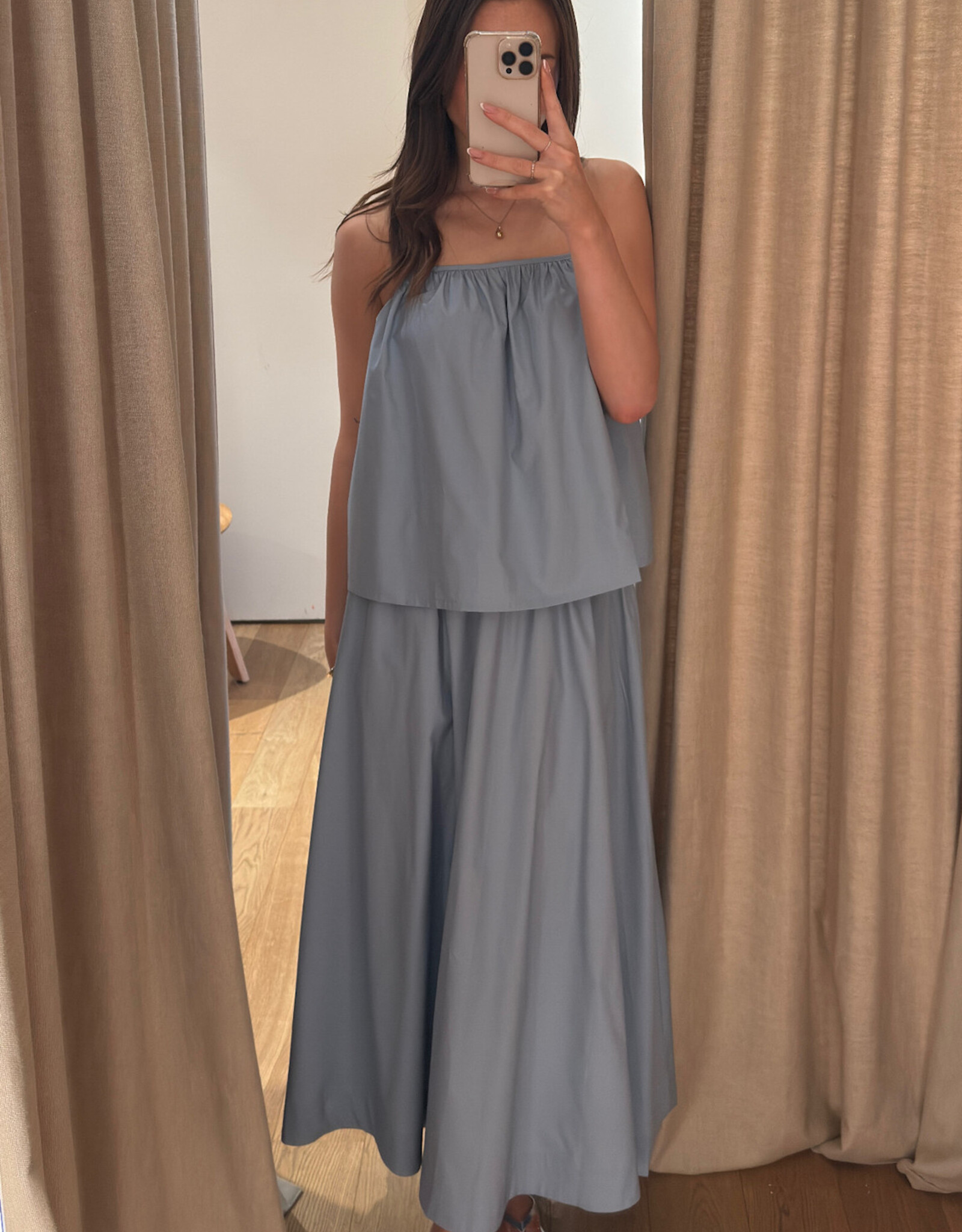 Christian Aks Amira Poplin Skirt Storm