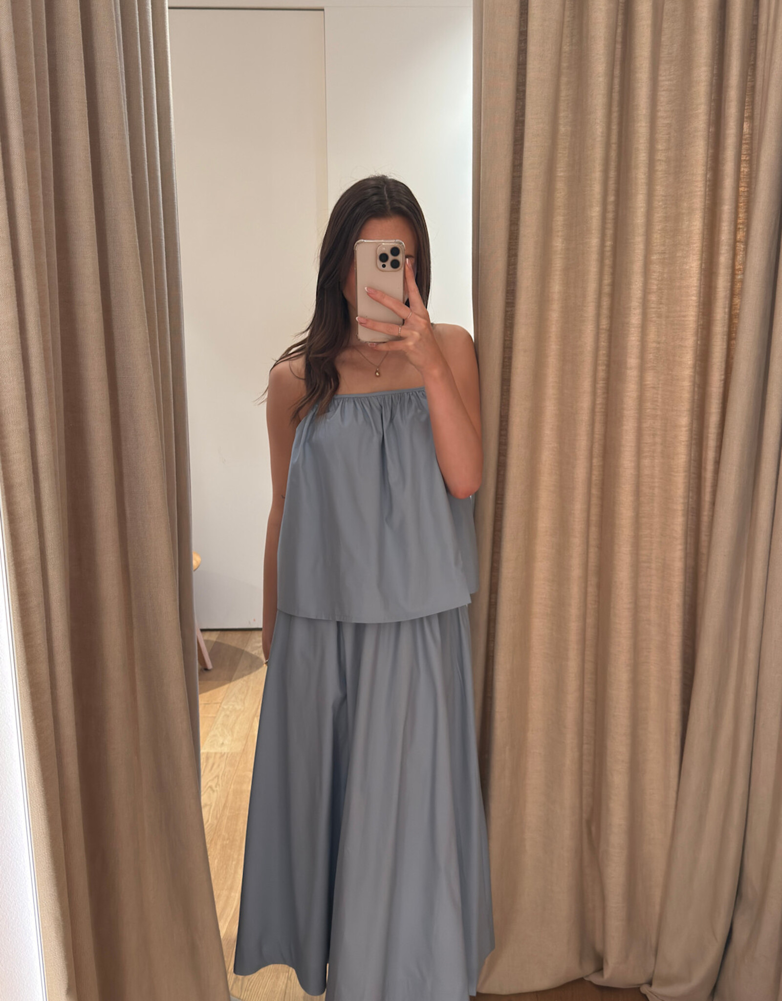Christian Aks Amira Poplin Skirt Storm