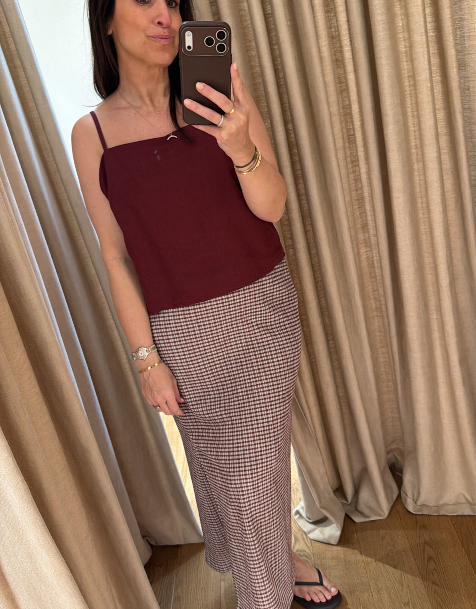 Liv The Label Cameron Top Burgundy Linnen