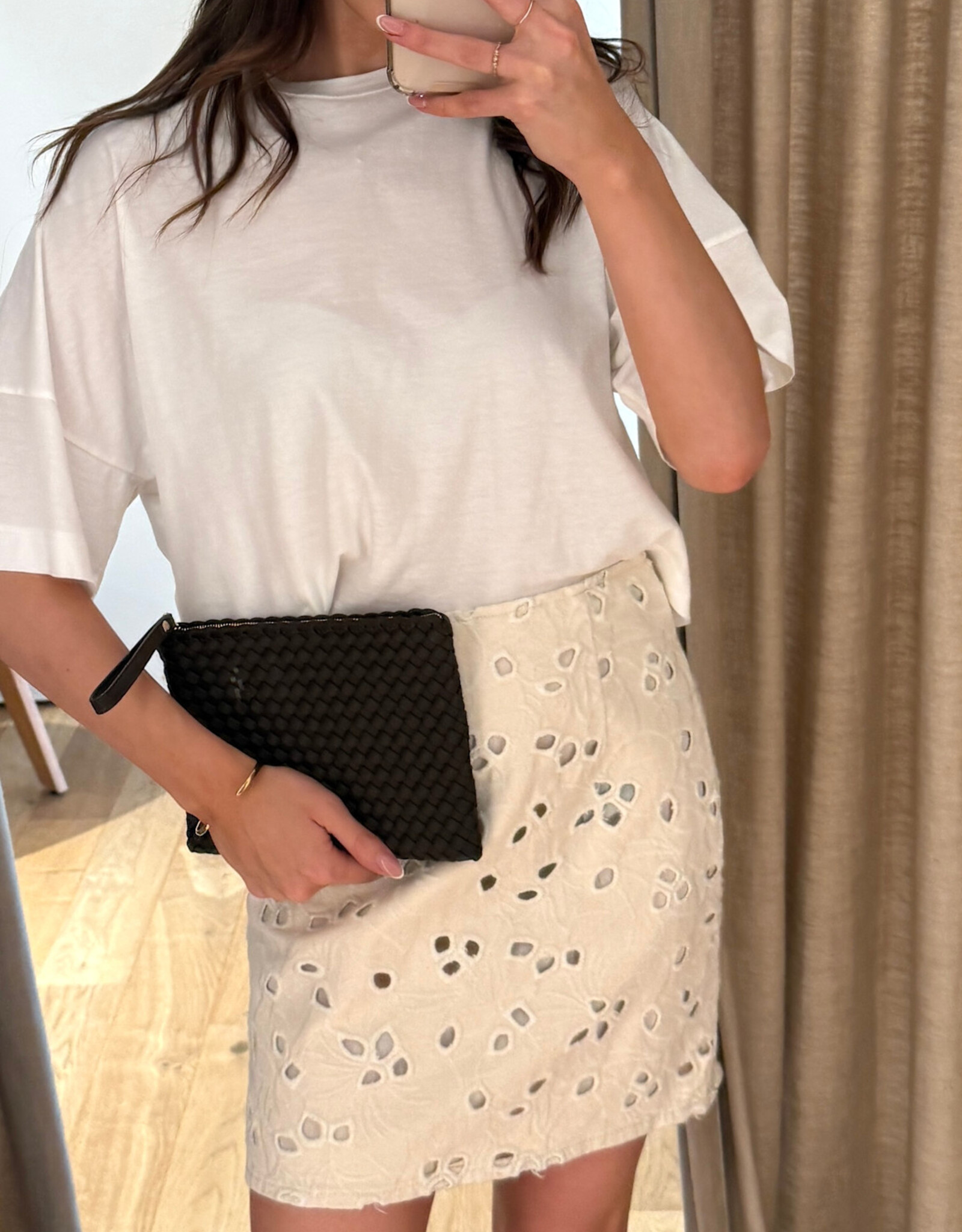 Edited Josie Denim Skirt Natural Beige