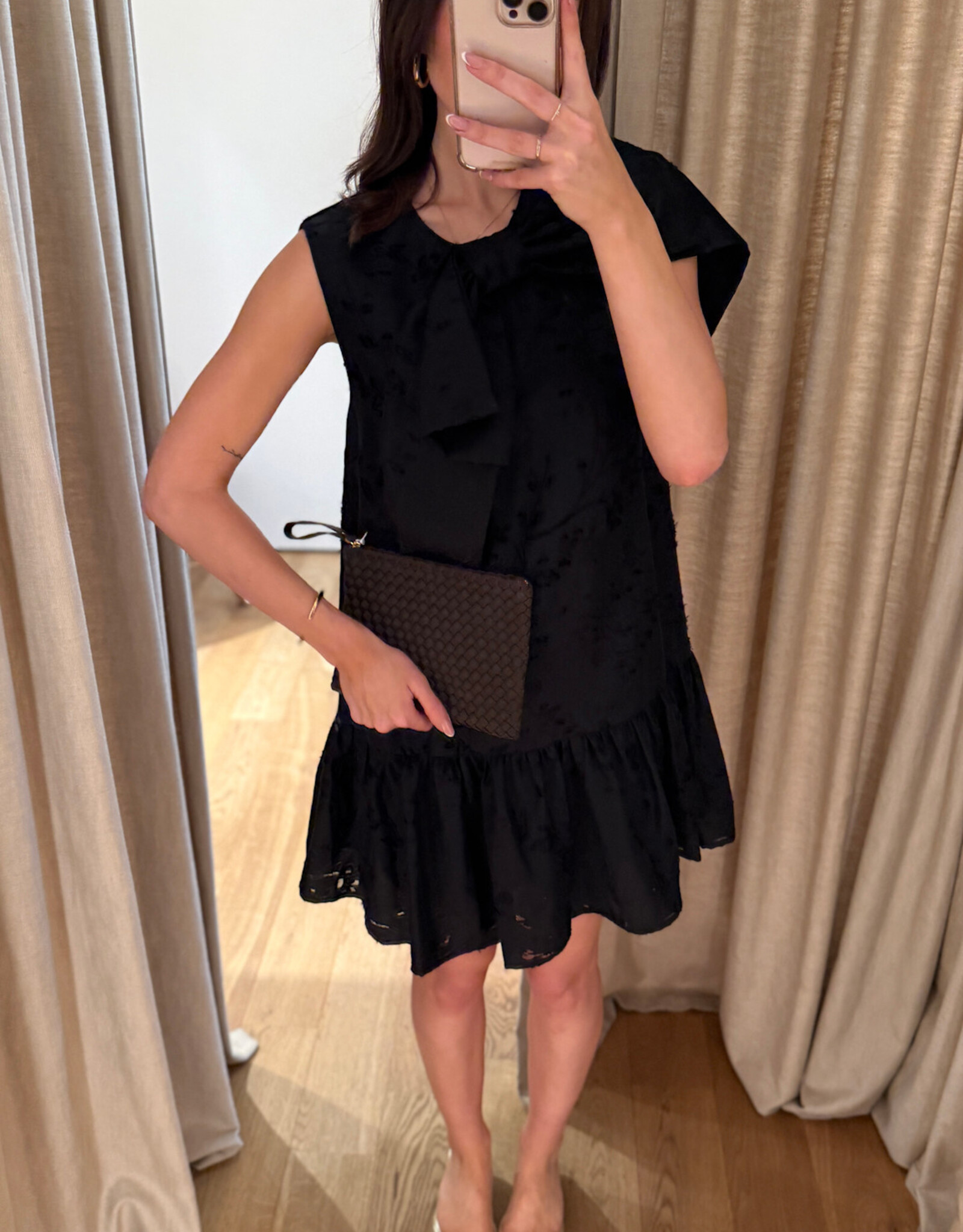 Stella Nova Festive Mini Dress Bow Black
