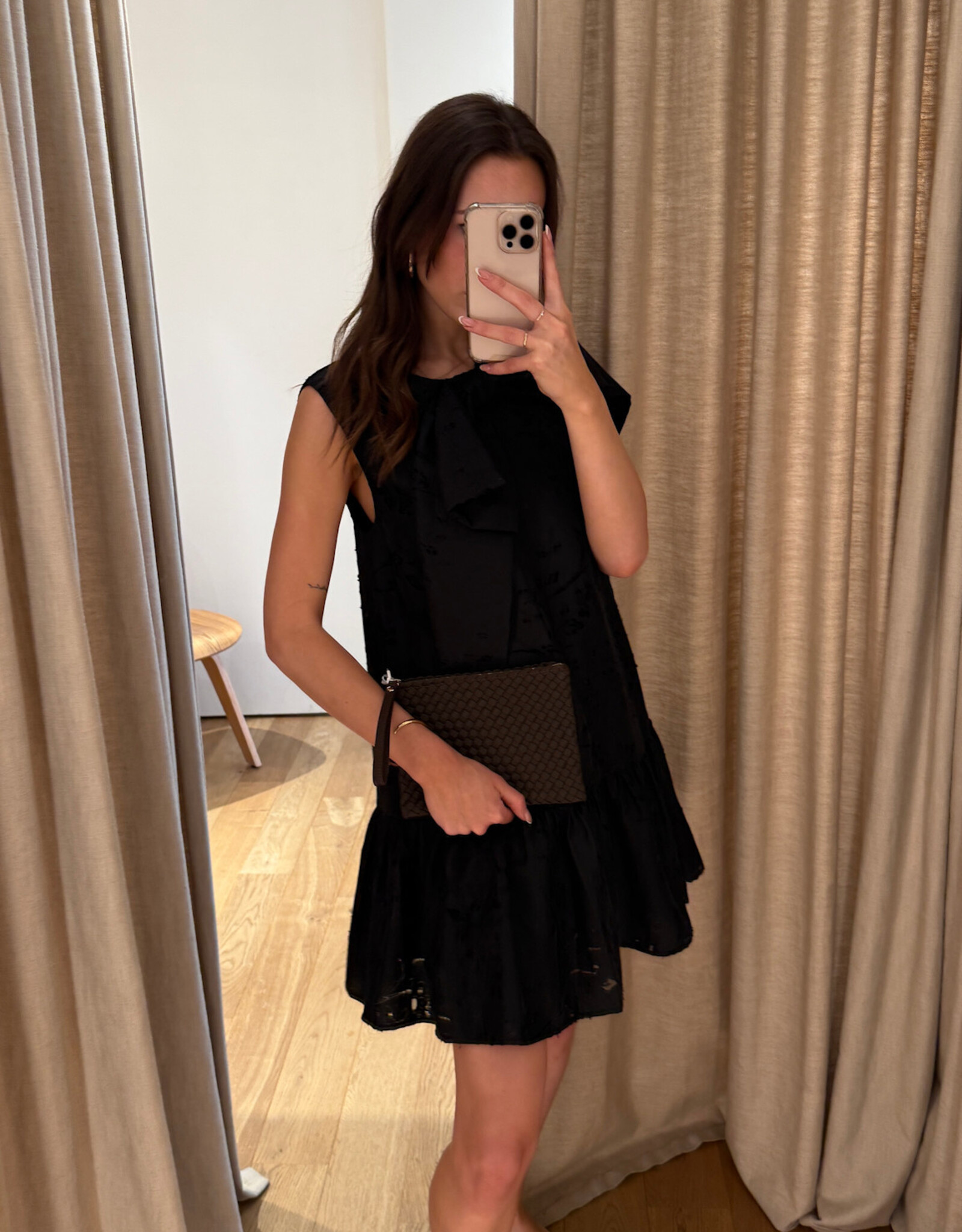 Stella Nova Festive Mini Dress Bow Black