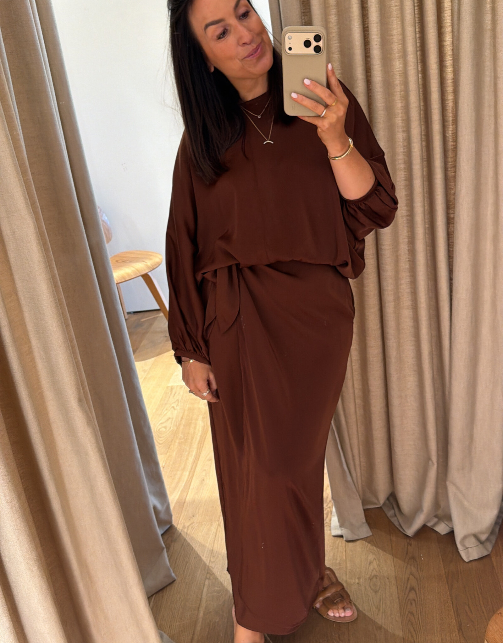 Monré Joelle Skirt Bruin Satijn