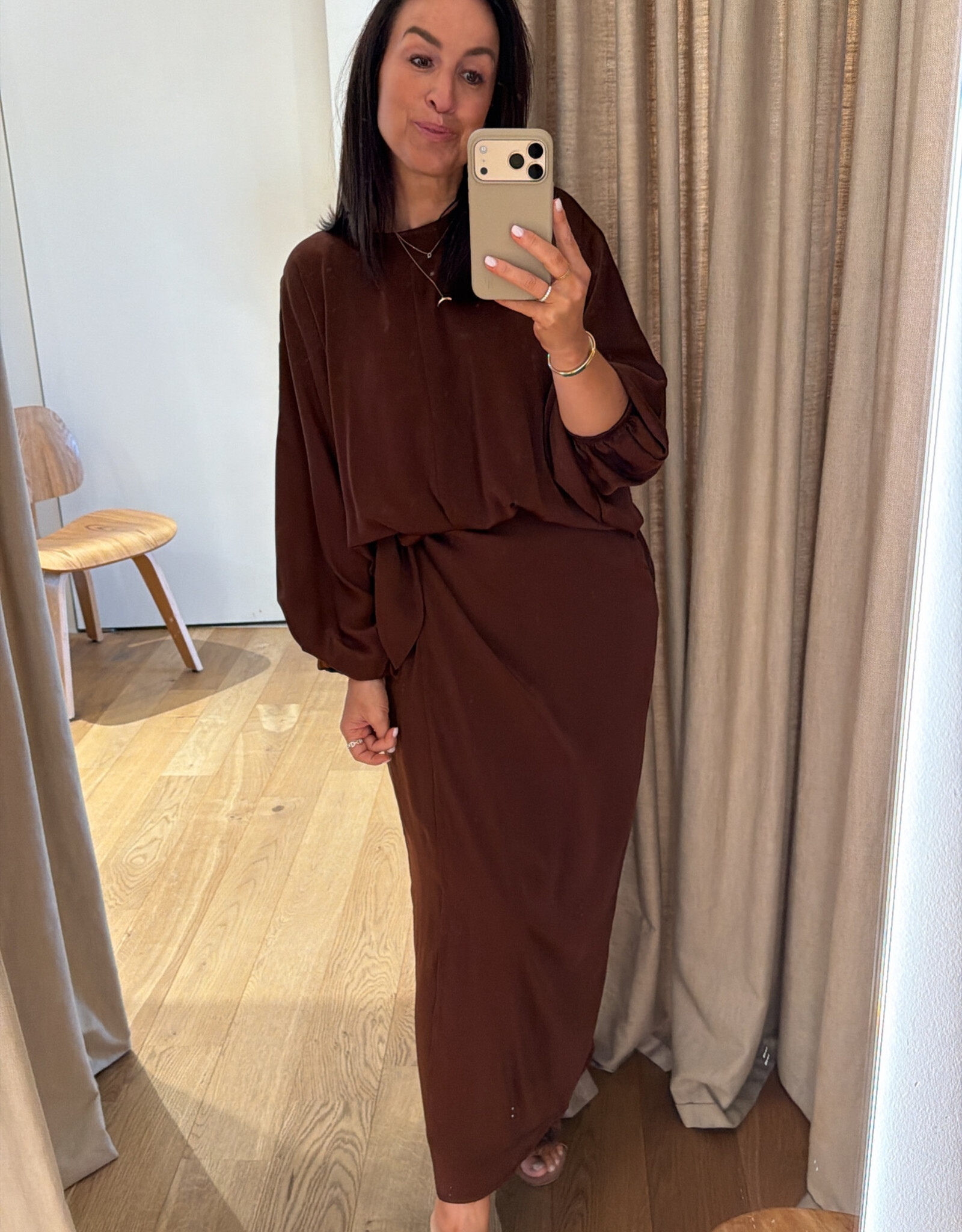 Monré Joelle Skirt Bruin Satijn