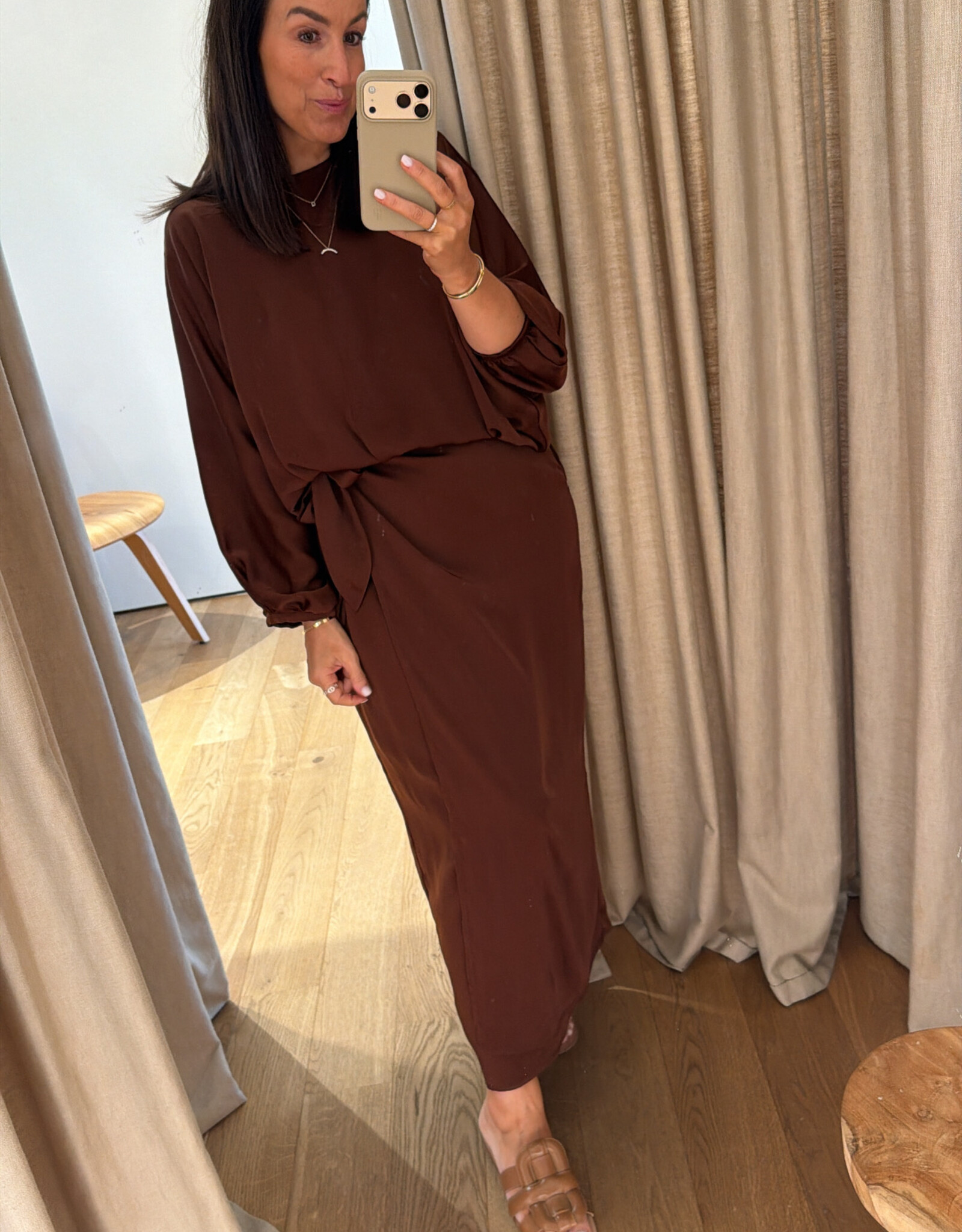 Monré Zoë Blouse Bruin Satijn
