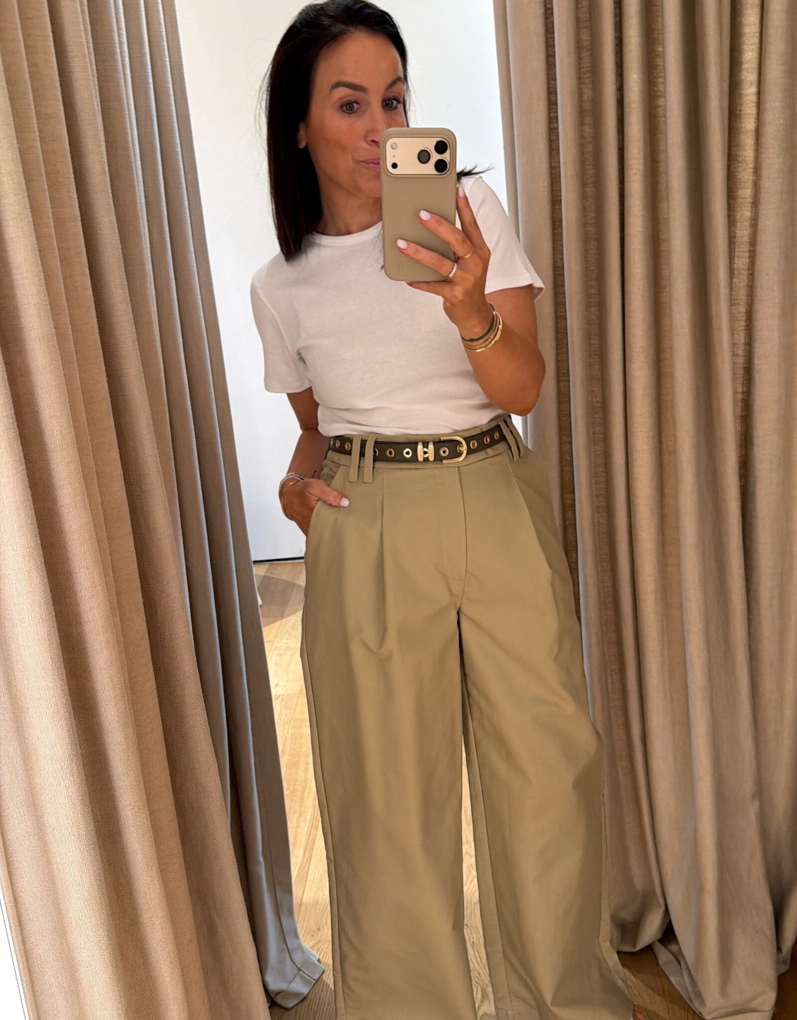 Christian Aks Sharony Poplin Trousers Beige