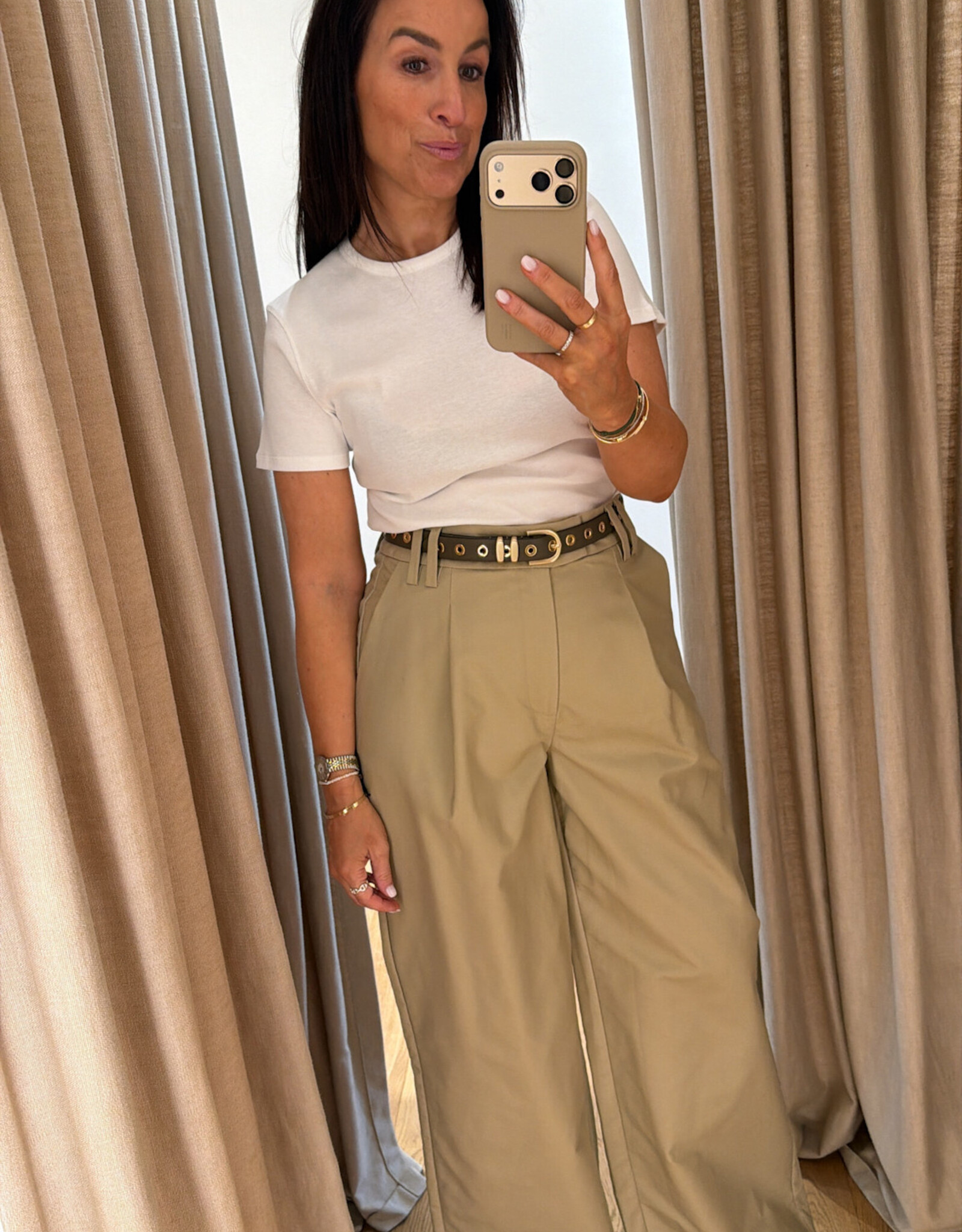 Christian Aks Sharony Poplin Trousers Beige