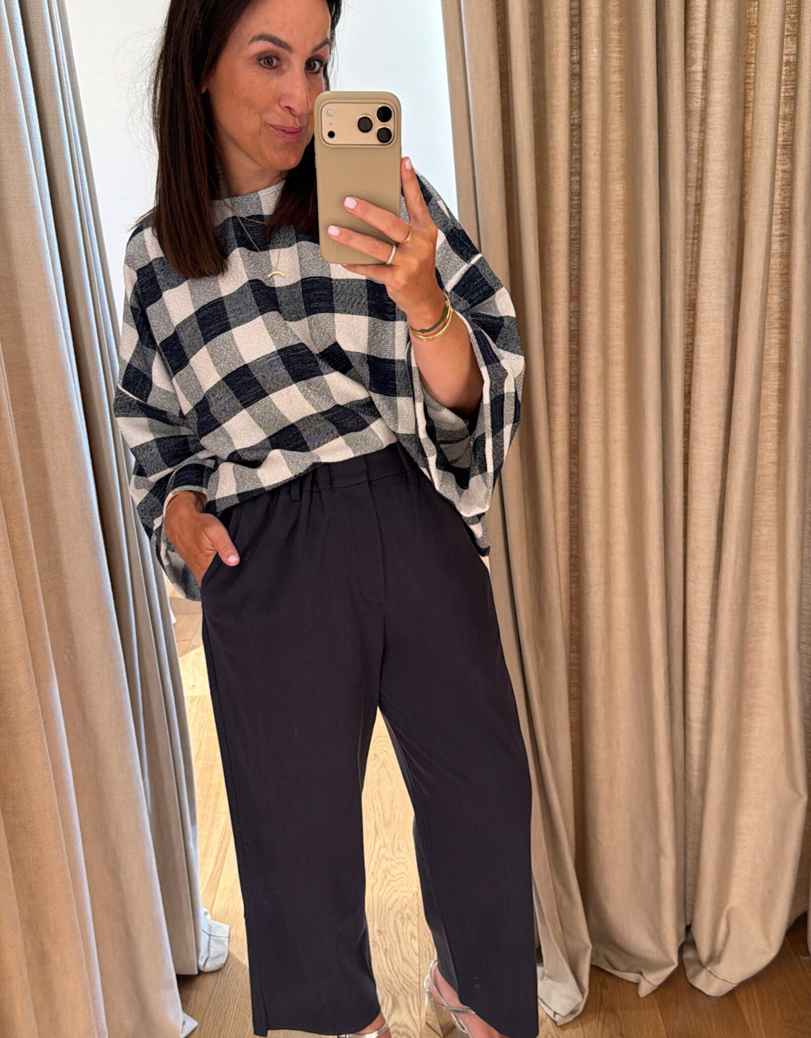 Studio Clique Carina Blouse Navy White Check