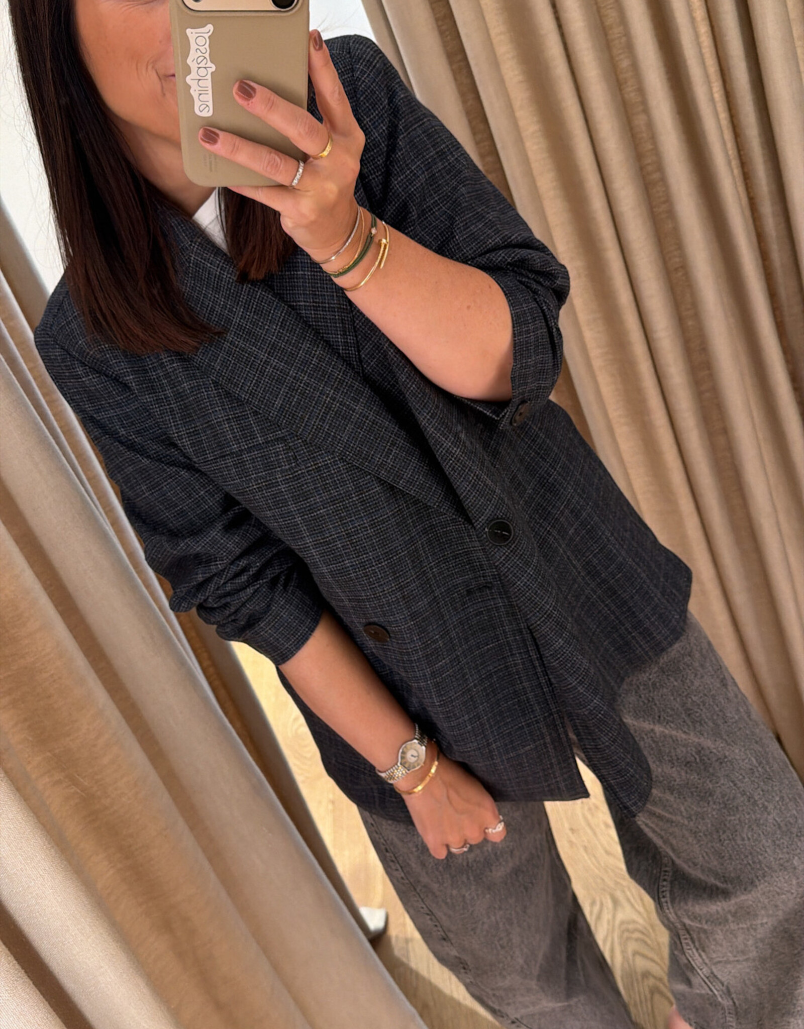 Edited Camilo Blazer Grey Blue Check