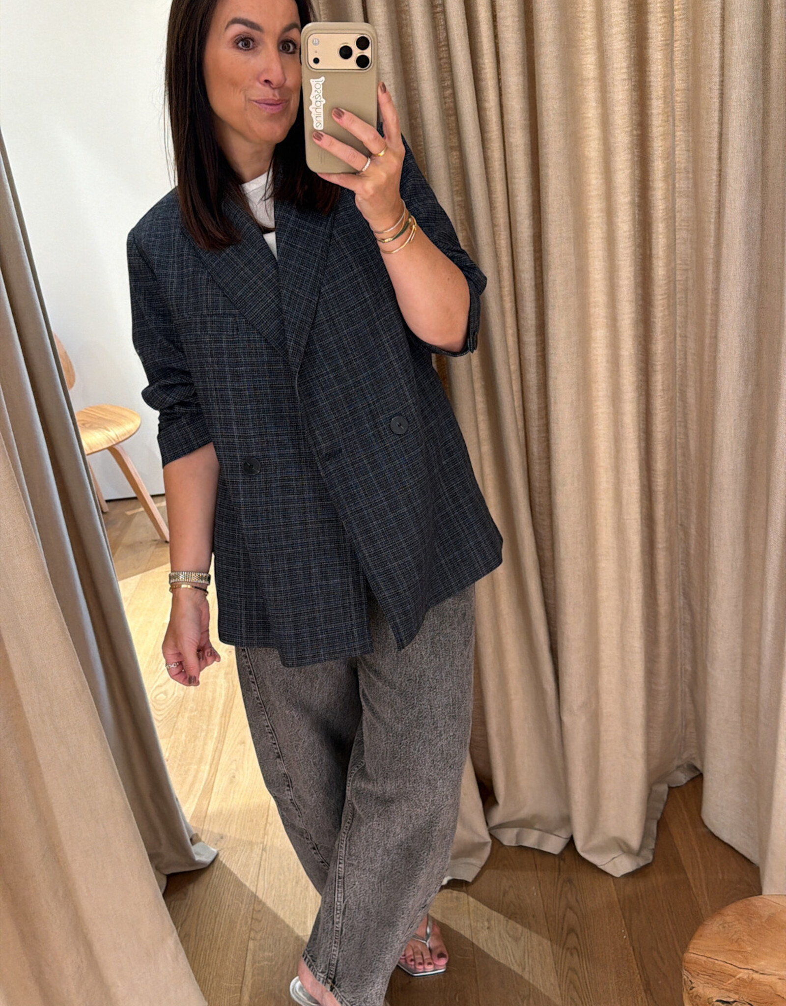 Edited Camilo Blazer Grey Blue Check