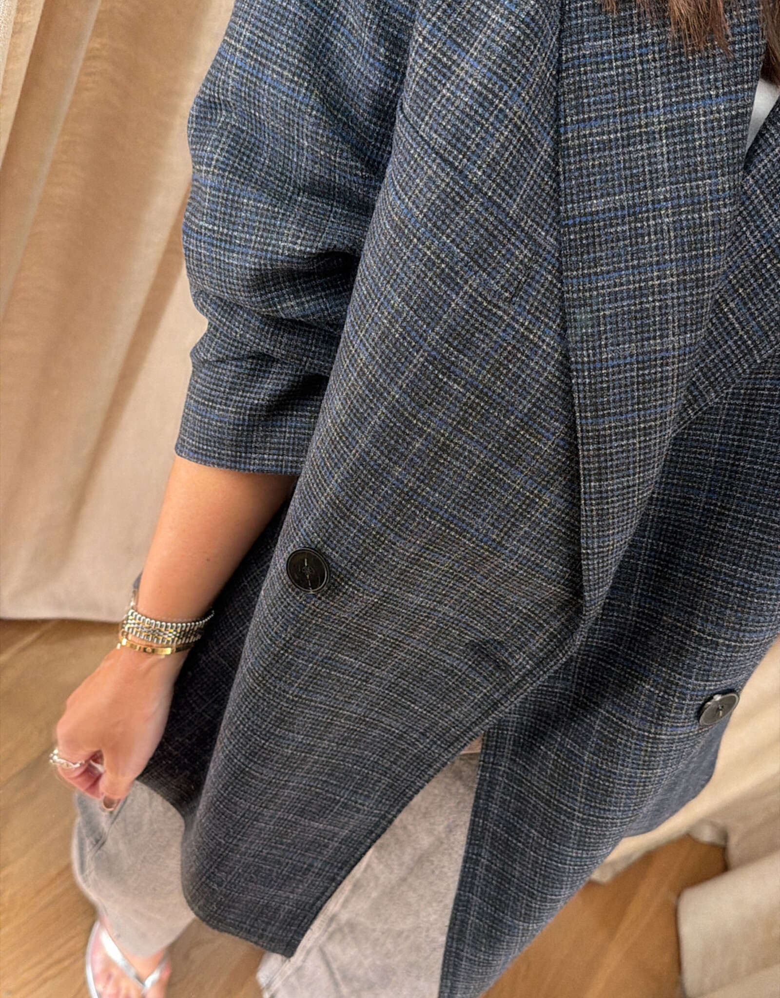 Edited Camilo Blazer Grey Blue Check