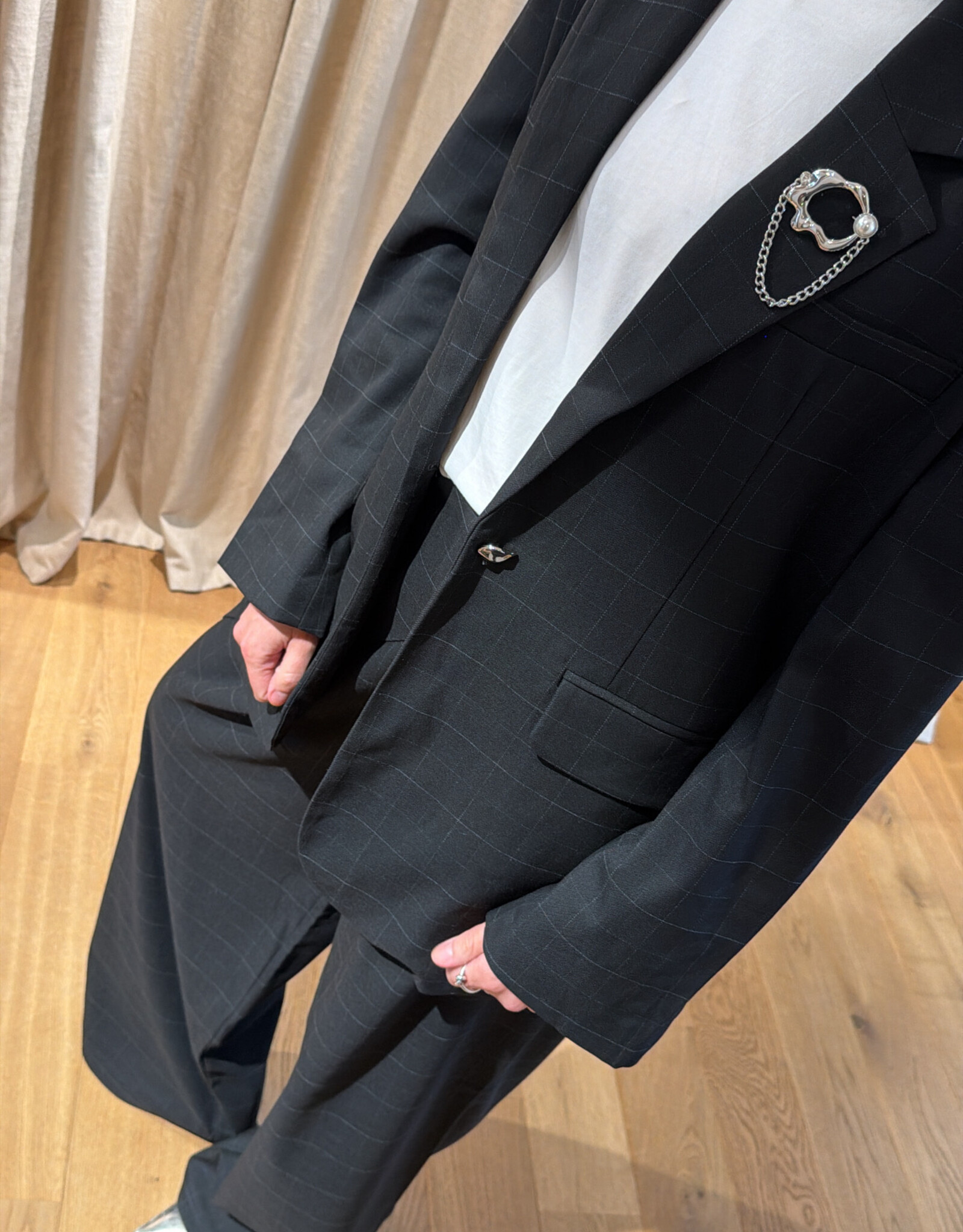 Cras Aisha Blazer Dark Grey Check