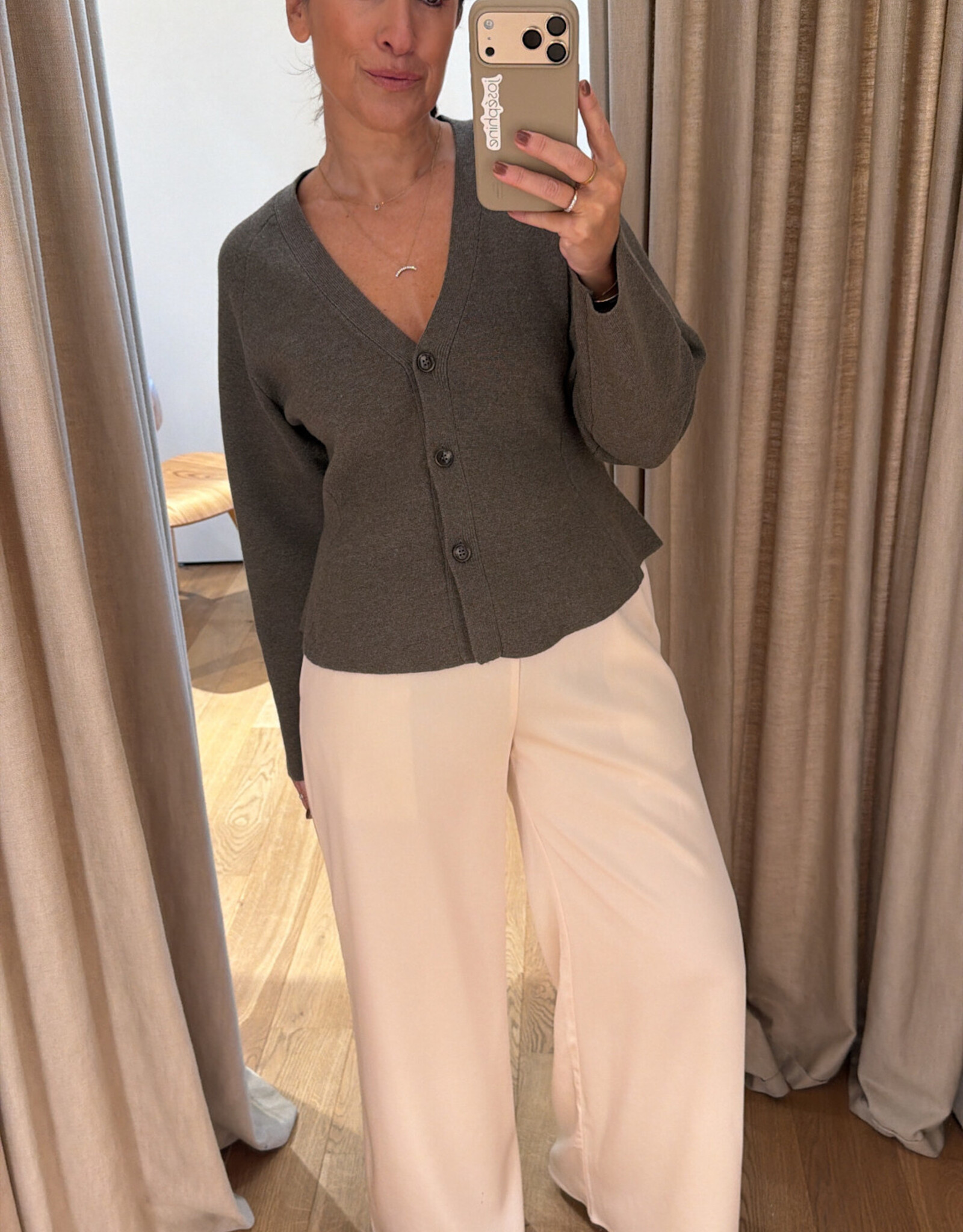 Christian Aks Ginny Merino Cardigan Espresso