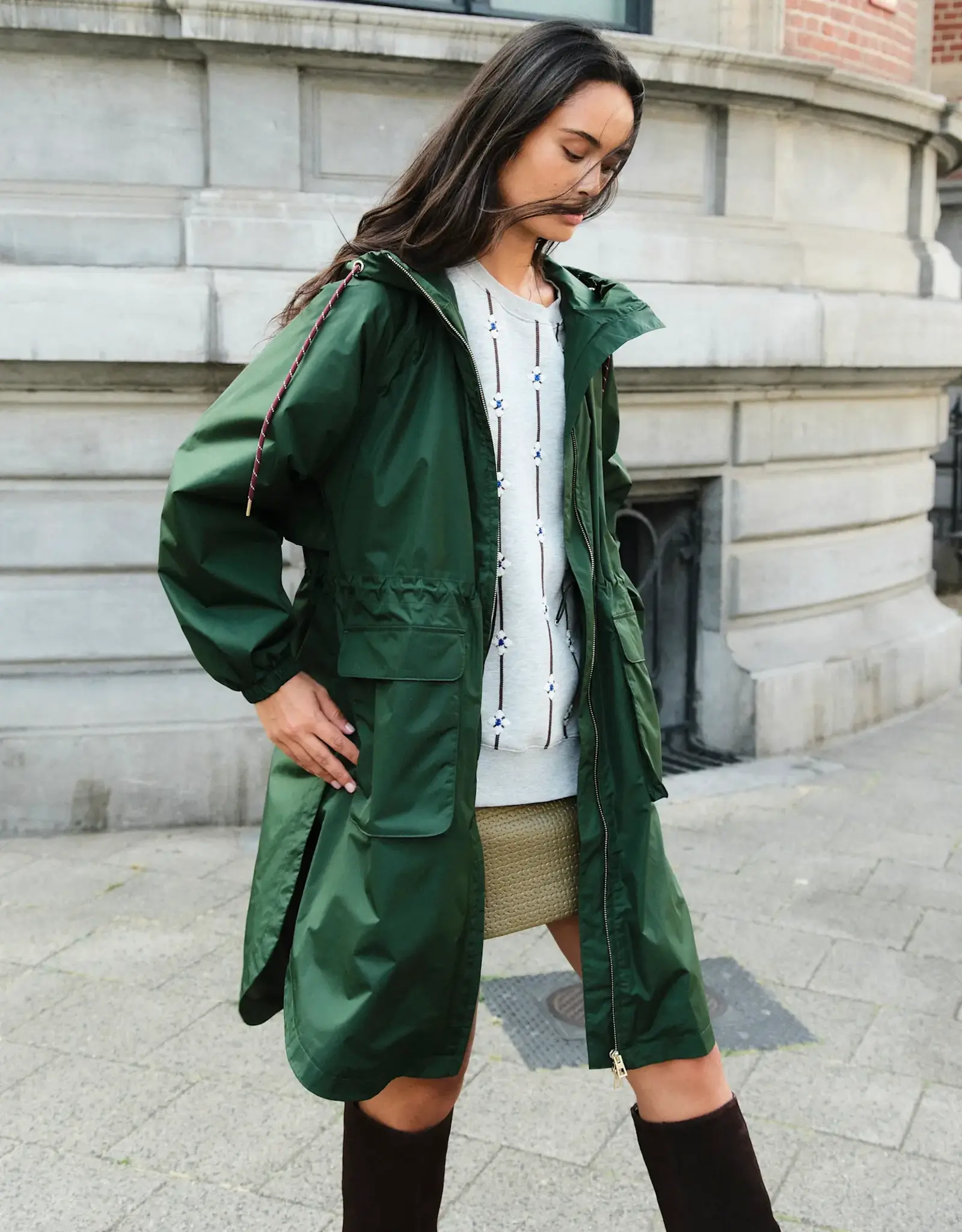 Bonbeur Bonbeur Long Coat Forest Green
