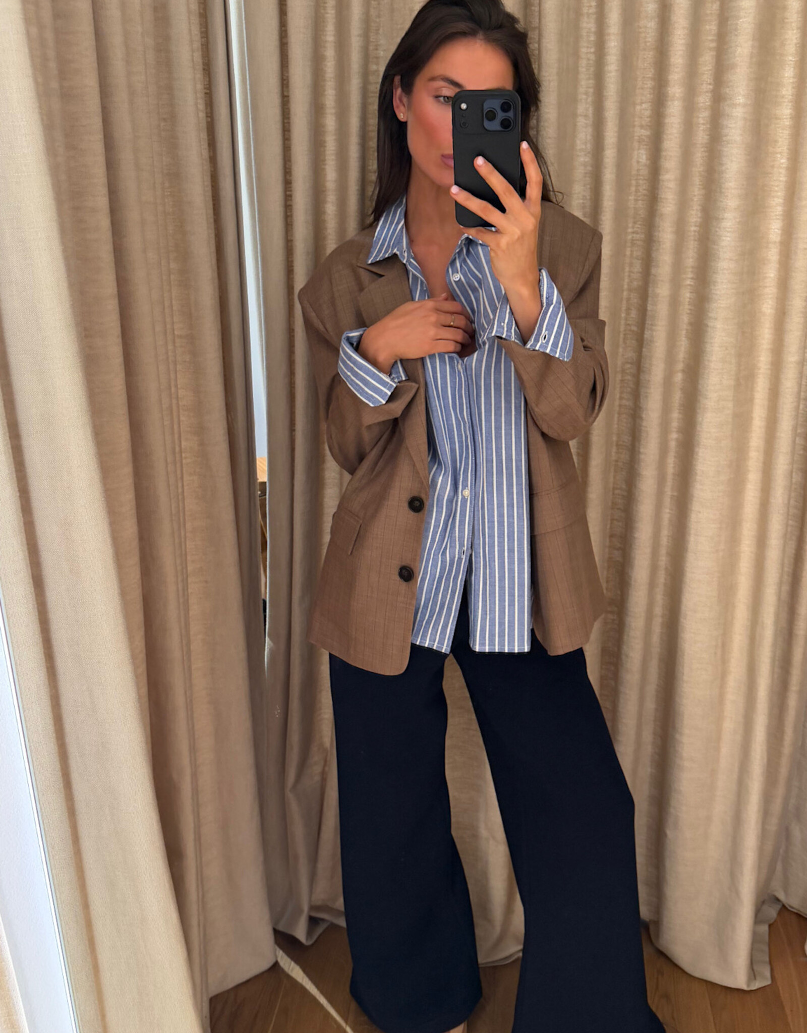 Stella Nova Striped Blazer Brown