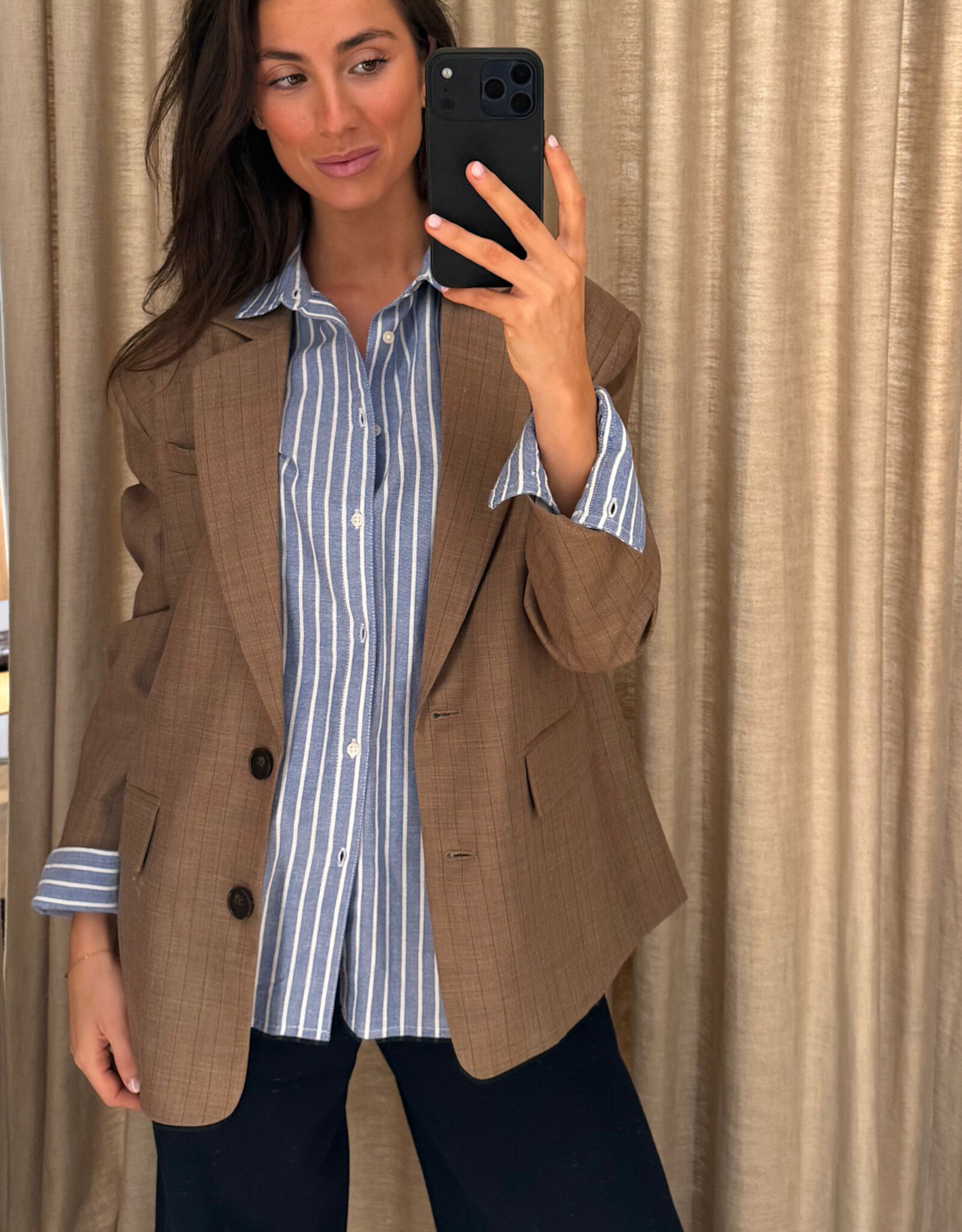 Stella Nova Striped Blazer Brown
