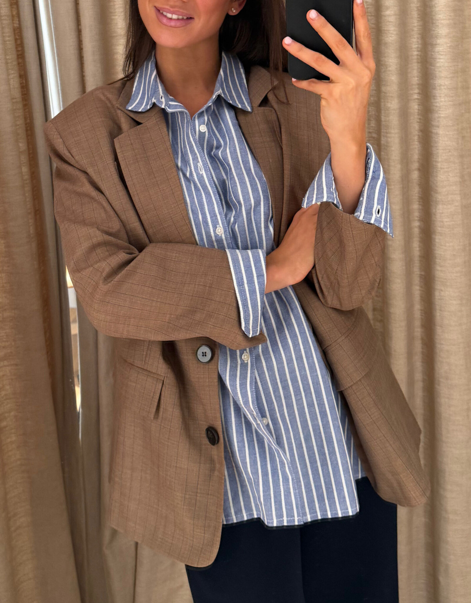 Stella Nova Striped Blazer Brown