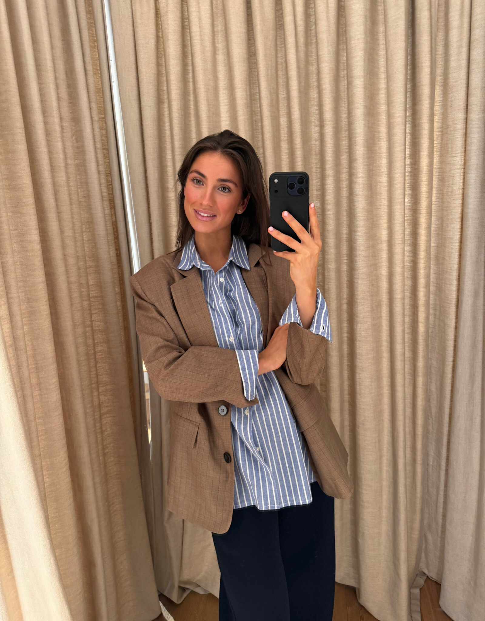 Stella Nova Striped Blazer Brown