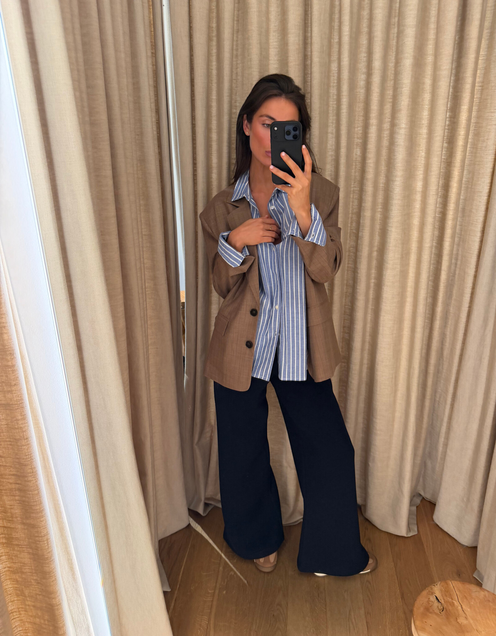 Stella Nova Striped Blazer Brown