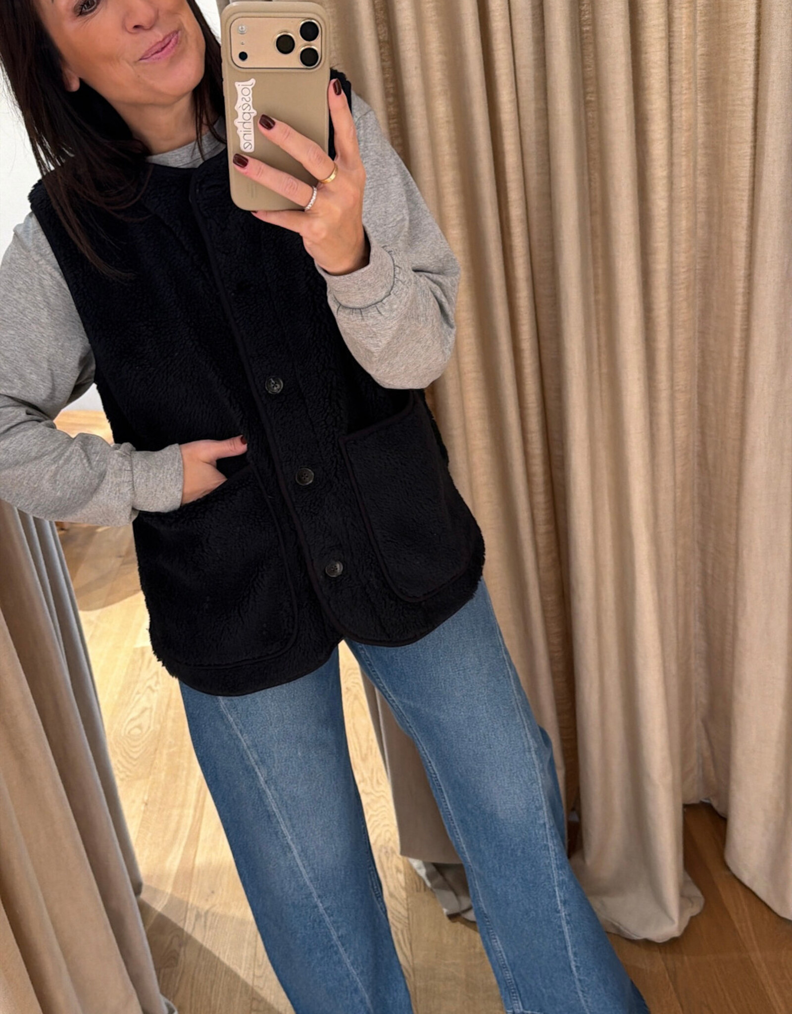 Âme Madison Sleeveless Teddy Jacket Navy