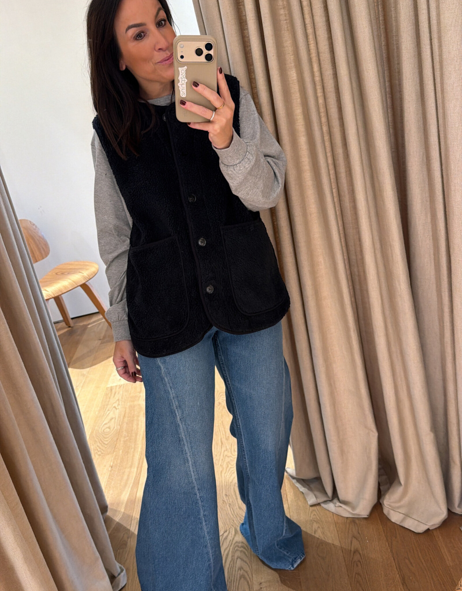 Âme Madison Sleeveless Teddy Jacket Navy