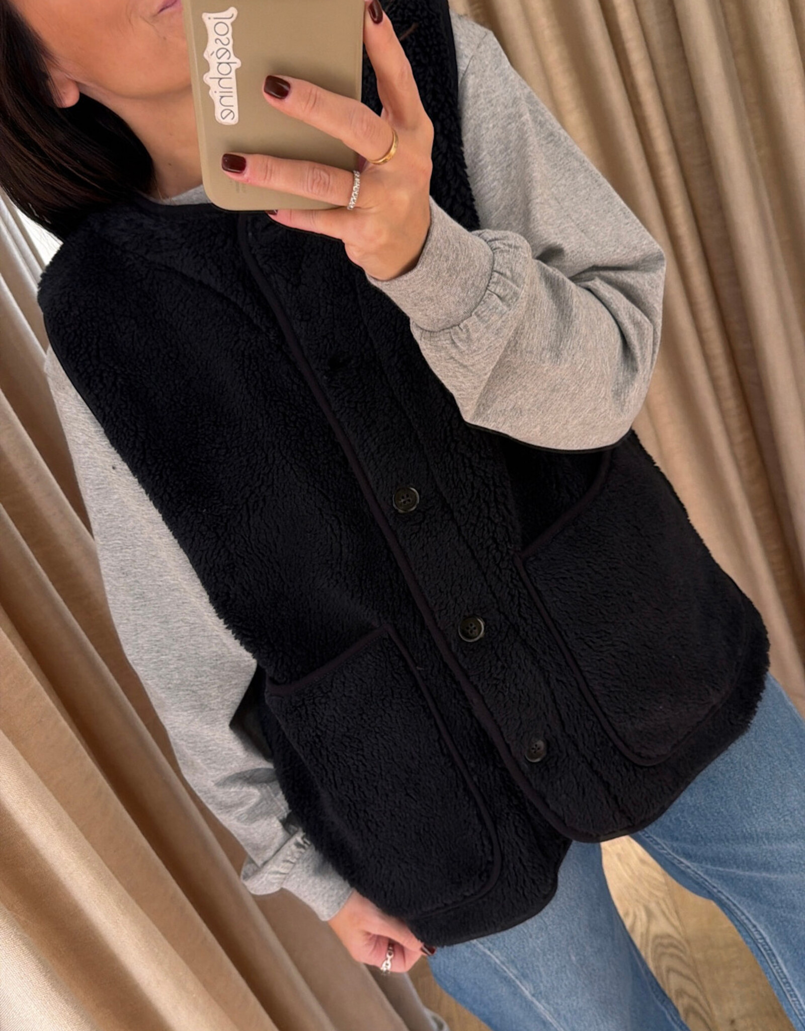 Âme Madison Sleeveless Teddy Jacket Navy