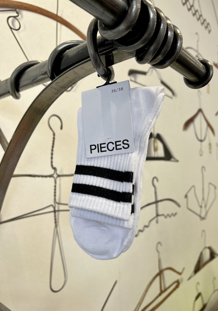 Pieces Sock - White With Colour Trim