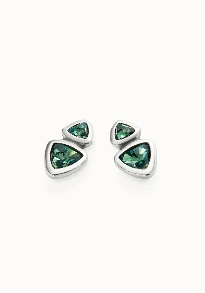 Uno De 50 PEN0982VRDMTL Drop Earrings With Two Green Crystals