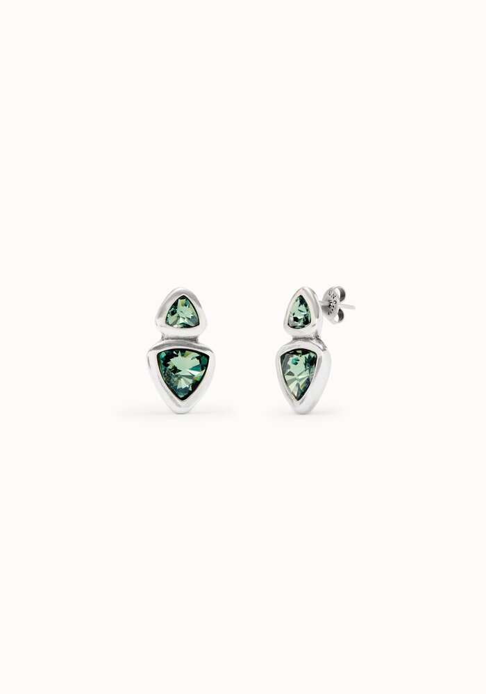 Uno De 50 PEN0982VRDMTL Drop Earrings With Two Green Crystals