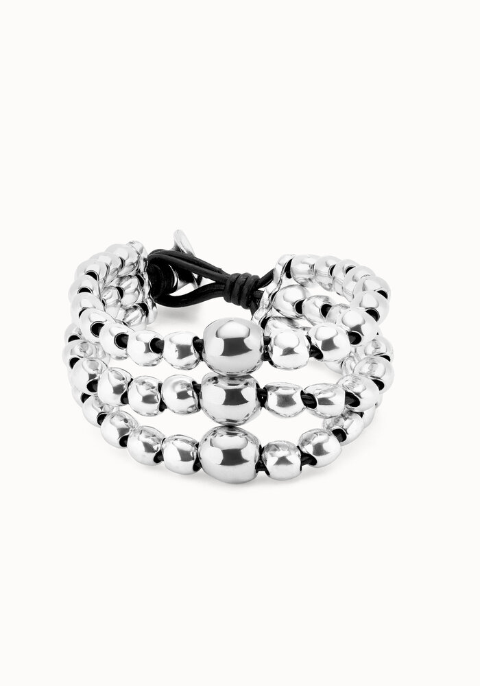 Uno De 50 PUL2550MTL Three Strand Beaded Leather Bracelet