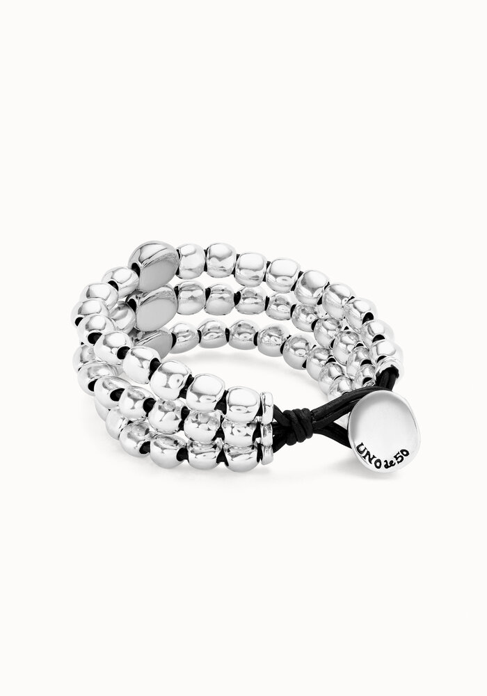Uno De 50 PUL2550MTL Three Strand Beaded Leather Bracelet