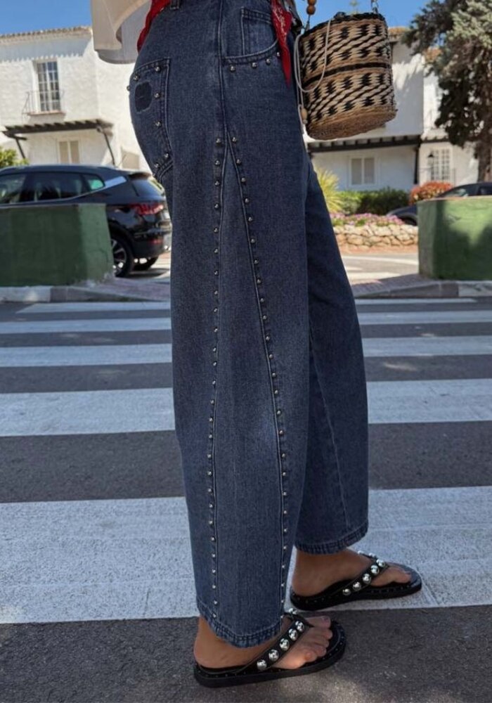 Never Fully Dressed Studded Barrel Jeans