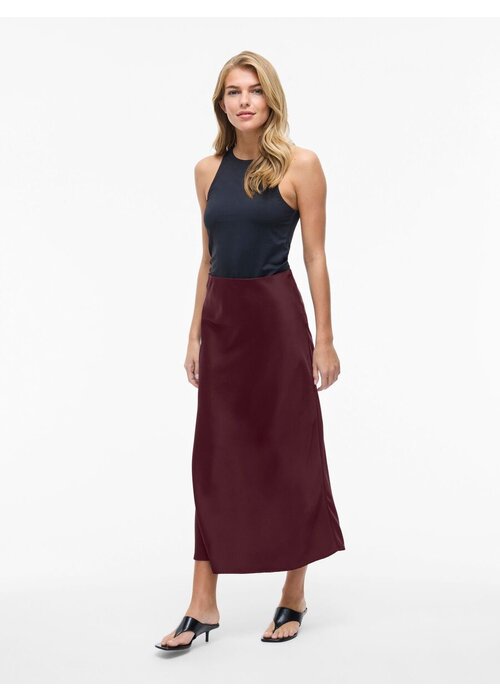 VILA Vila Viellette Midi Satin Skirt