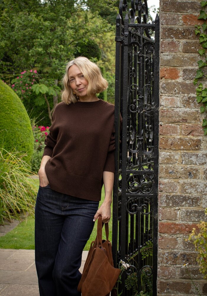 Chalk Devon Crew Wide Neck Jumper
