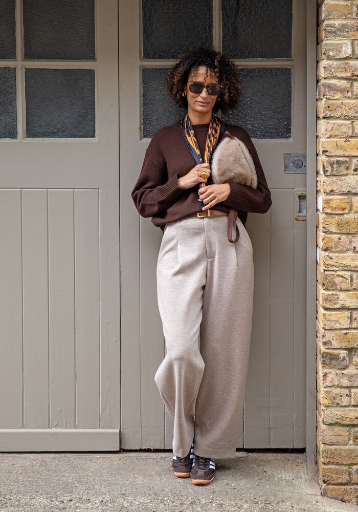 Chalk Devon Crew Wide Neck Jumper