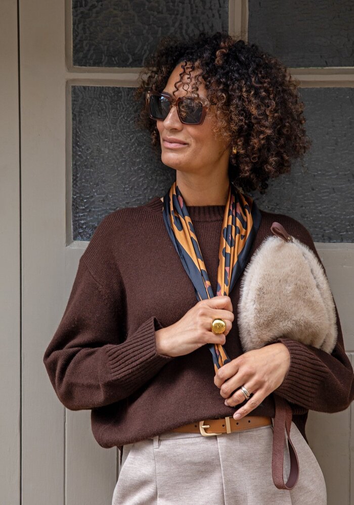 Chalk Devon Crew Wide Neck Jumper