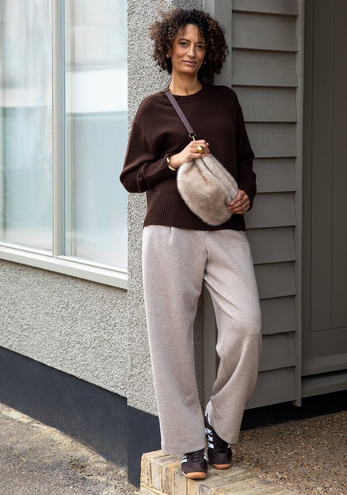 Chalk Devon Crew Wide Neck Jumper
