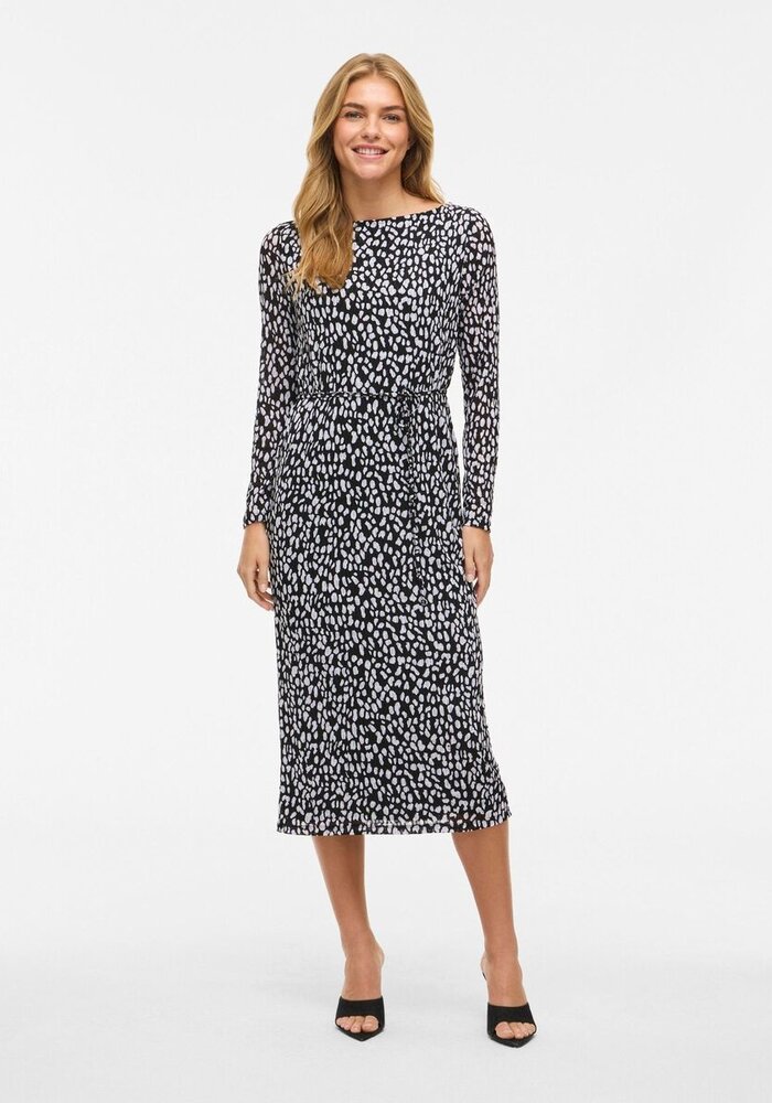 Vila Vilarine Boat Neck Mesh Print Dress