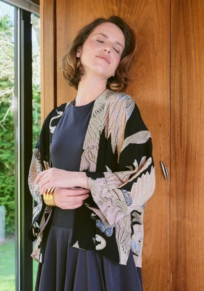 One Hundred Stars Stork Crepe Kimono