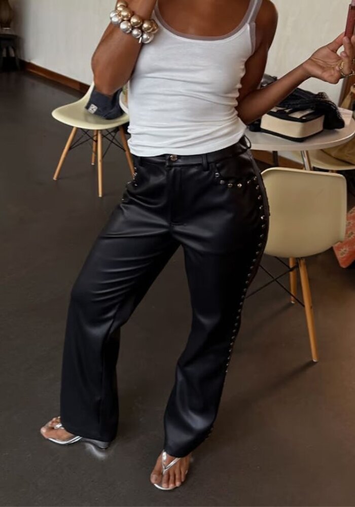 Never Fully Dressed Vegan Leather Studded Trousers