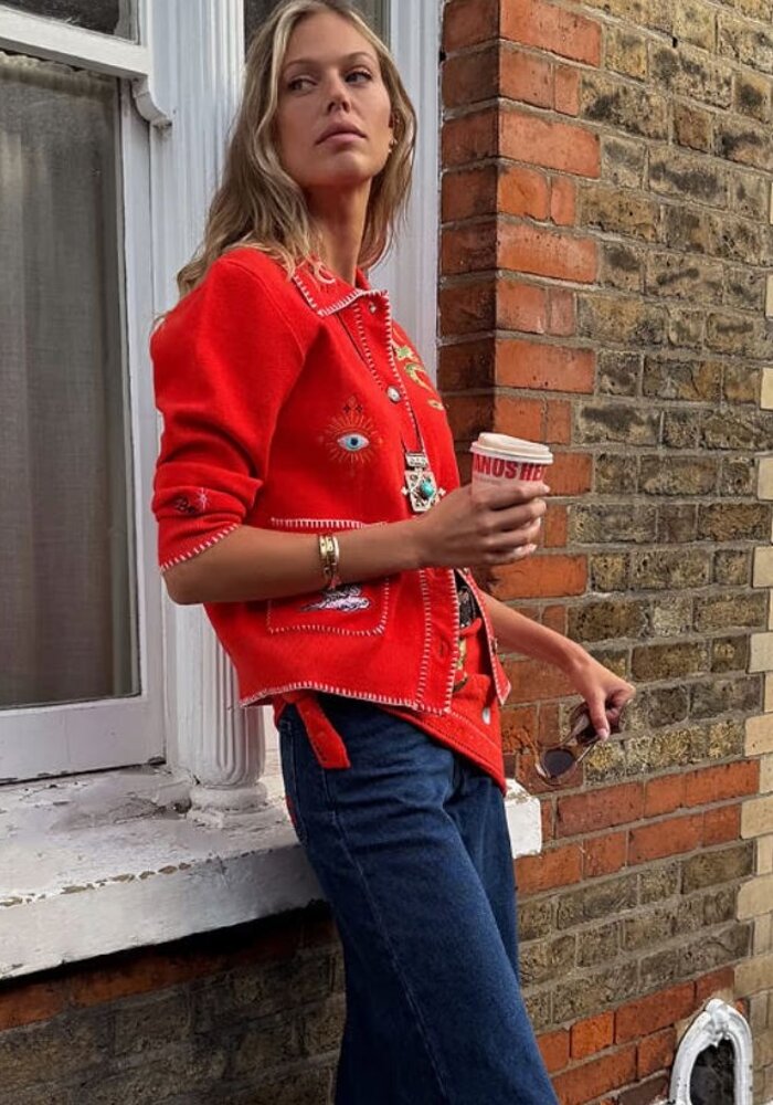 Never Fully Dressed Red Mystical Cardigan