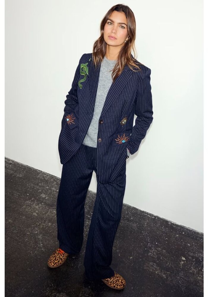 Never Fully Dressed Pinstripe Taylor Blazer