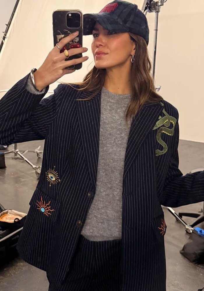 Never Fully Dressed Pinstripe Taylor Blazer