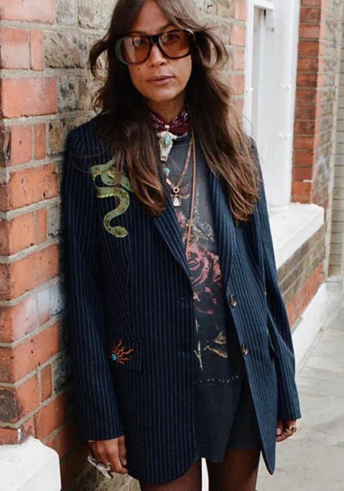 Never Fully Dressed Pinstripe Taylor Blazer