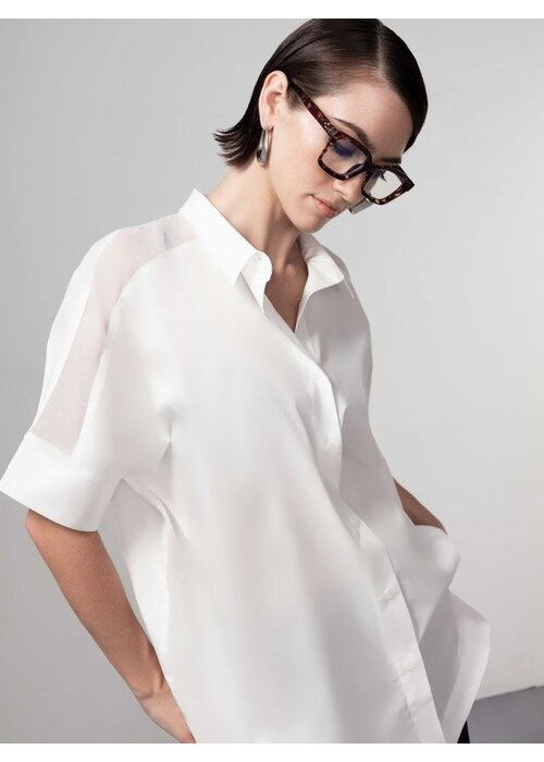 HAAKO Haako H1031 Chiffon Panel Overzized Shirt